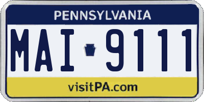 PA license plate MAI9111