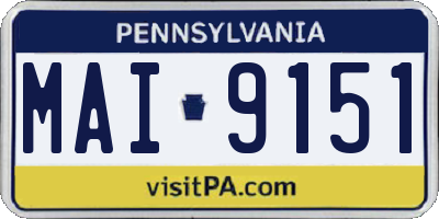 PA license plate MAI9151