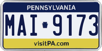 PA license plate MAI9173