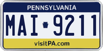 PA license plate MAI9211