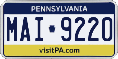 PA license plate MAI9220