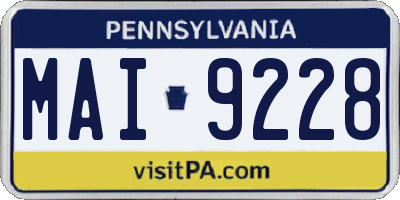 PA license plate MAI9228