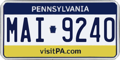 PA license plate MAI9240