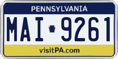PA license plate MAI9261