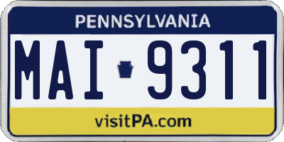 PA license plate MAI9311