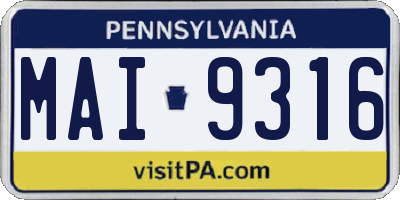PA license plate MAI9316
