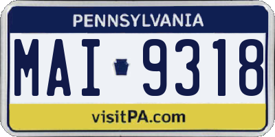 PA license plate MAI9318