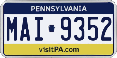 PA license plate MAI9352