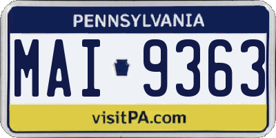 PA license plate MAI9363
