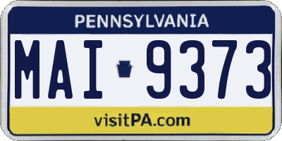 PA license plate MAI9373