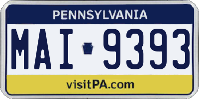 PA license plate MAI9393