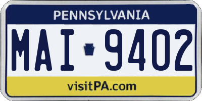 PA license plate MAI9402