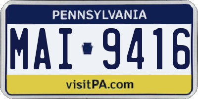 PA license plate MAI9416