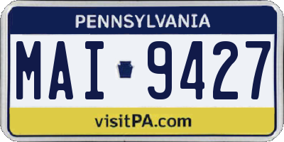 PA license plate MAI9427