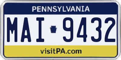 PA license plate MAI9432