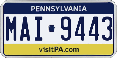 PA license plate MAI9443