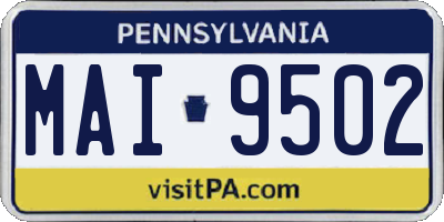 PA license plate MAI9502