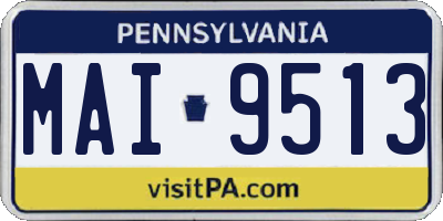 PA license plate MAI9513