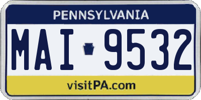 PA license plate MAI9532
