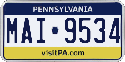 PA license plate MAI9534