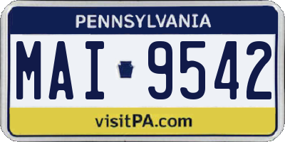 PA license plate MAI9542