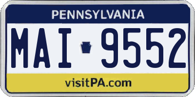PA license plate MAI9552