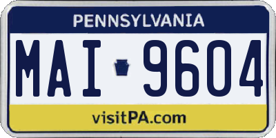 PA license plate MAI9604