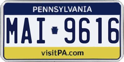 PA license plate MAI9616