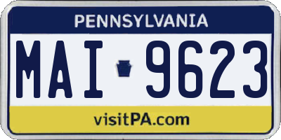 PA license plate MAI9623