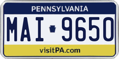 PA license plate MAI9650
