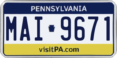 PA license plate MAI9671