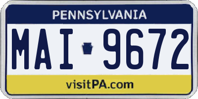 PA license plate MAI9672