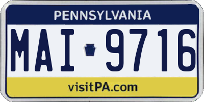 PA license plate MAI9716