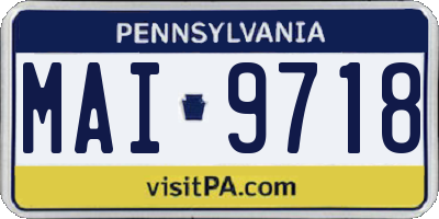 PA license plate MAI9718