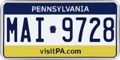 PA license plate MAI9728