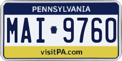 PA license plate MAI9760