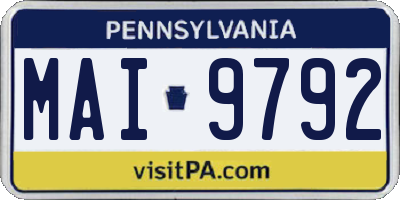 PA license plate MAI9792