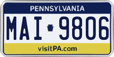 PA license plate MAI9806