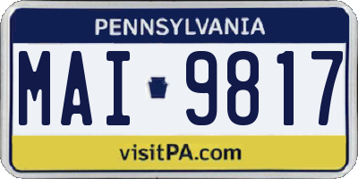 PA license plate MAI9817