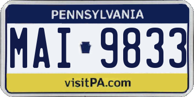 PA license plate MAI9833