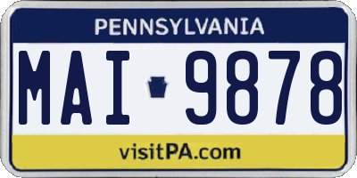 PA license plate MAI9878