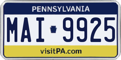 PA license plate MAI9925