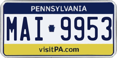 PA license plate MAI9953