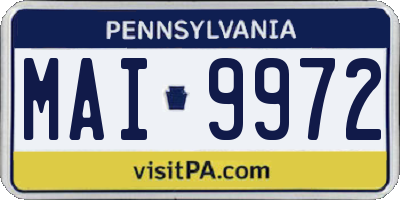 PA license plate MAI9972
