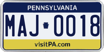 PA license plate MAJ0018
