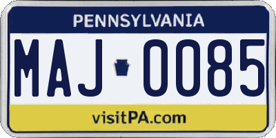 PA license plate MAJ0085