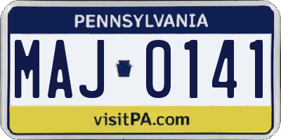 PA license plate MAJ0141