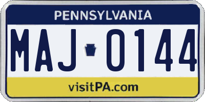 PA license plate MAJ0144