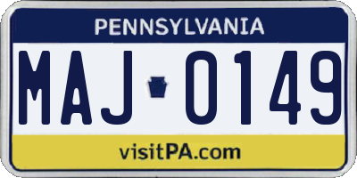 PA license plate MAJ0149
