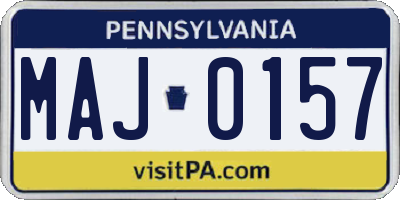 PA license plate MAJ0157